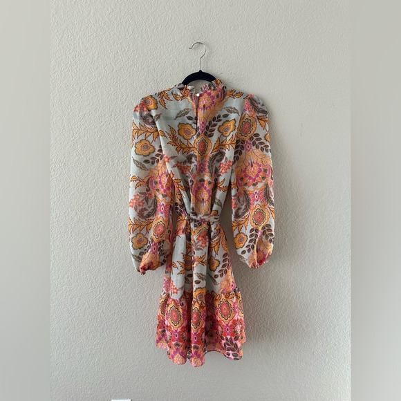 Julia Jordan Ruffled Mock Neck Long Sleeve Tie Waist Dress Size 2 - Picture 2 of 5